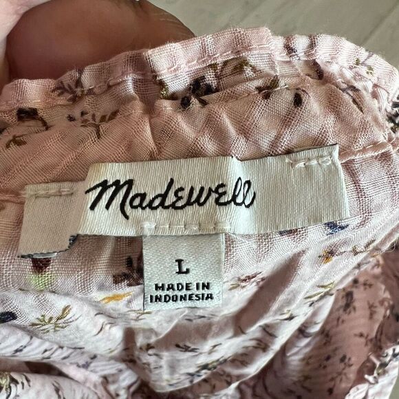 MADEWELL Sophia Top in Bouquet Floral Print smocked waist size L - Picture 5 of 8
